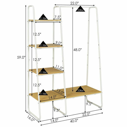 Clothes Rack Freestanding Storage Tower with Hanging Bar-Black