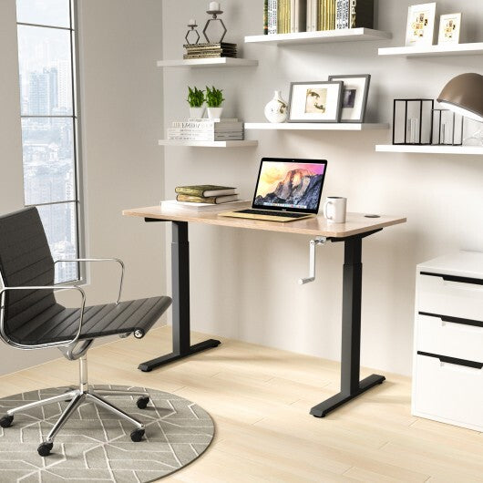 Hand Crank Sit to Stand Desk Frame Height Adjustable Standing Base-Black