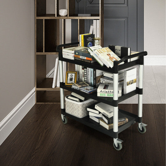 3-Tier Utility Service Cart with Lockable Wheels and Double Handles
