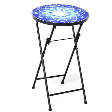 14 Inch Round End Table with Ceramic Tile Top