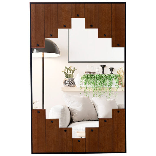 37.5" x 26.5" Decorative Rectangle Wall Mirror with Piano Key-Shaped Frame-Black