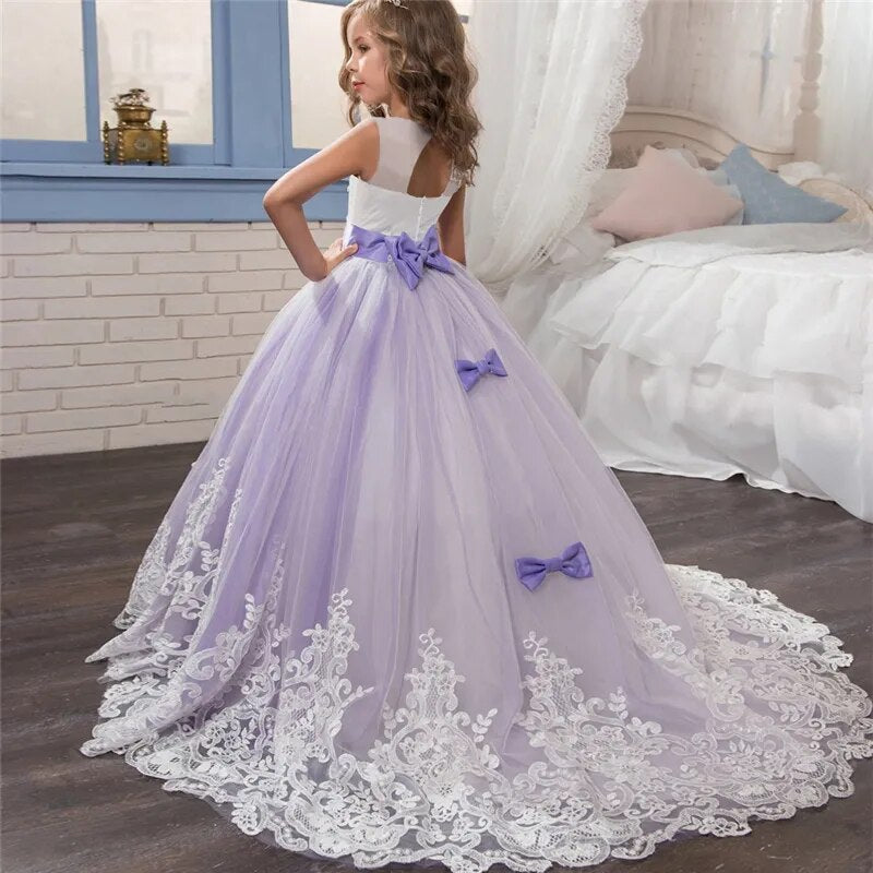 Girls Birthday Dresses for Kids Children Princesss Party Dress Flower Elegant Wedding Gown Vestidos for 6-14 Yrs Christmas Dress