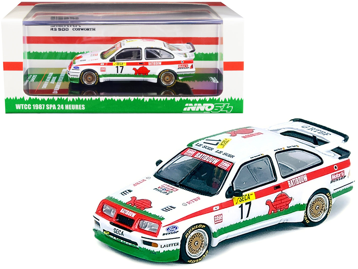 Ford Sierra RS500 Cosworth RHD (Right Hand Drive) #17 Alain Semoulin - Jesus Pareja - Thierry Tassin "BATIBOUW" WTCC World Touring Car Championship Spa 24 Hours (1987) 1/64 Diecast Model Ca