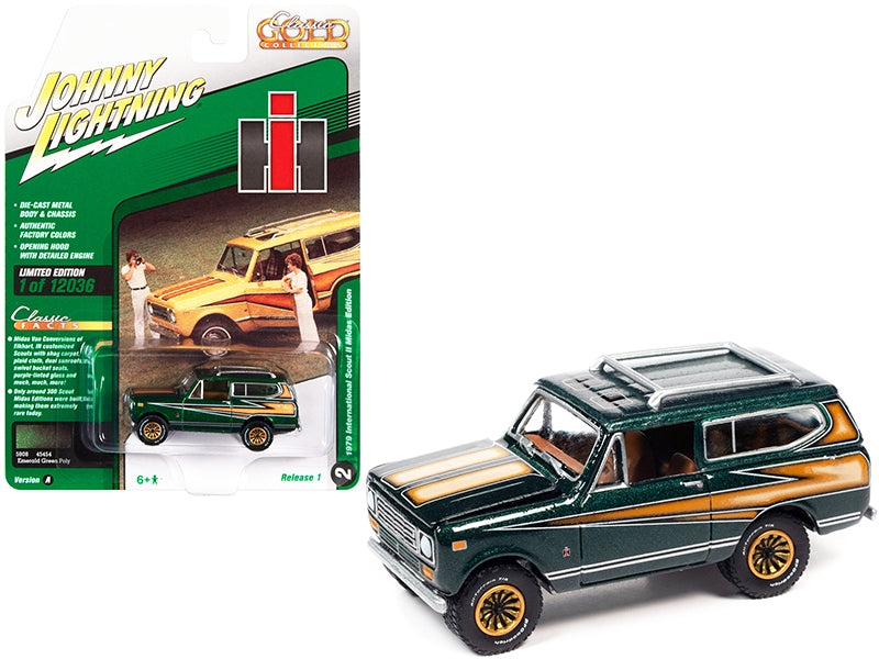 1979 International Scout II Midas Edition Emerald Green Metallic with Graphics "Classic Gold Collection" Series Limited Edition to 12036 pieces Worldwide 1/64 Diecast Model Car by Johnny Li