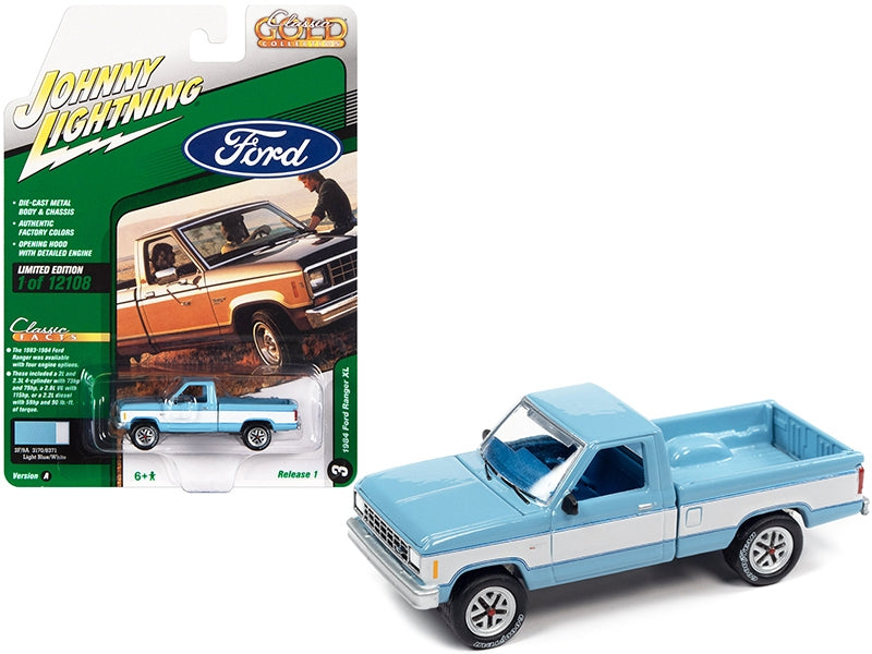 1984 Ford Ranger XL Pickup Truck Light Blue with White Sides "Classic Gold Collection" Series Limited Edition to 12108 pieces Worldwide 1/64 Diecast Model Car by Johnny Lightning