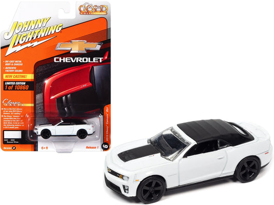 2013 Chevrolet Camaro ZL1 Convertible (Top Up) Summit White with Black Top "Classic Gold Collection" Series Limited Edition to 10860 pieces Worldwide 1/64 Diecast Model Car by Johnny Lightn