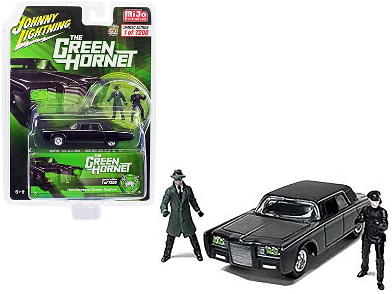 1966 Imperial Crown Custom Matt Black "Black Beauty" with Green Hornet and Kato (American Diorama) Diecast Figurines "The Green Hornet" Limited Edition to 7200 pieces Worldwide 1/64 Dieca