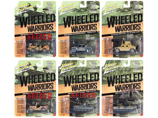 "Wheeled Warriors" Military 2021 Set B of 6 pieces Release 1 1/64 - 1/100 Diecast Model Cars by Johnny Lightning