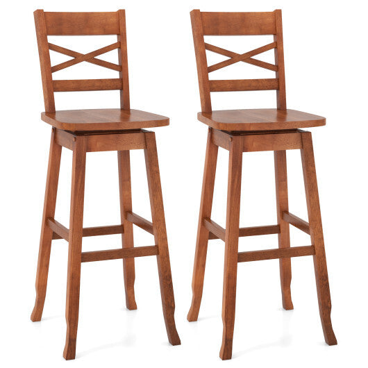 Swivel 30-Inch Bar Height Stool Set of 2 with Footrest-Cream White