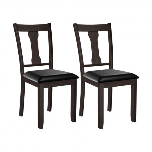 Set of 2 Dining Room Chair with Rubber Wood Frame and Upholstered Padded Seat-Black