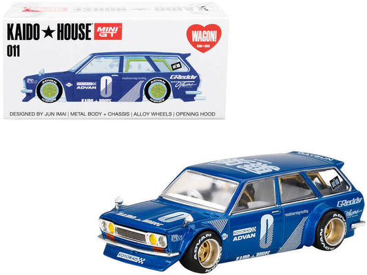 1971 Datsun 510 Wagon RHD (Right Hand Drive) Blue Metallic (Designed by Jun Imai) "Kaido House" Special 1/64 Diecast Model Car by True Scale Miniatures