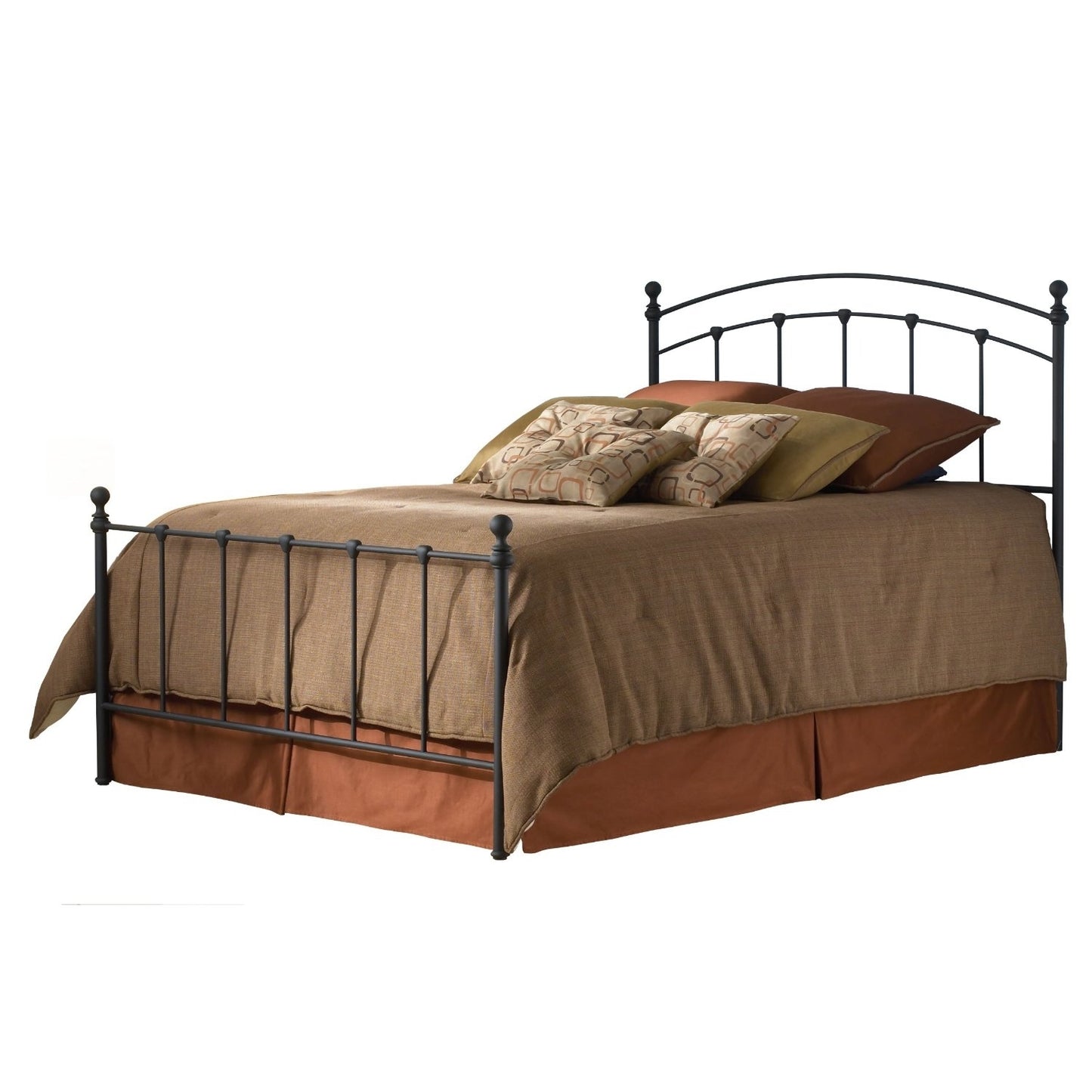 Queen size Metal Bed with Rounded Posts in Antique Brass Finish