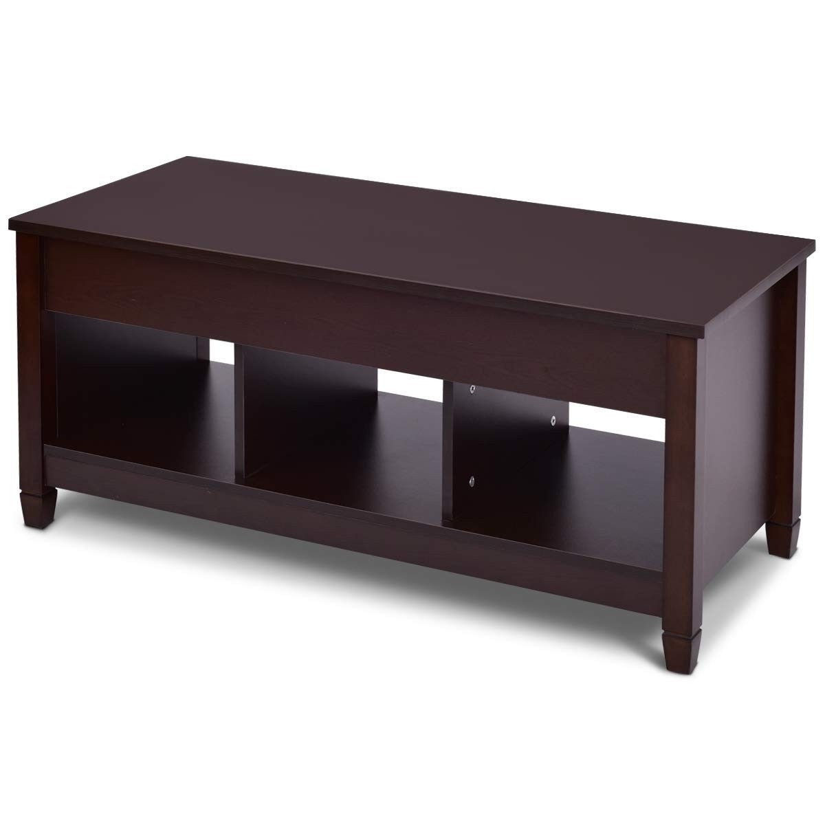 Brown Wood Lift Top Coffee Table with Hidden Storage Space