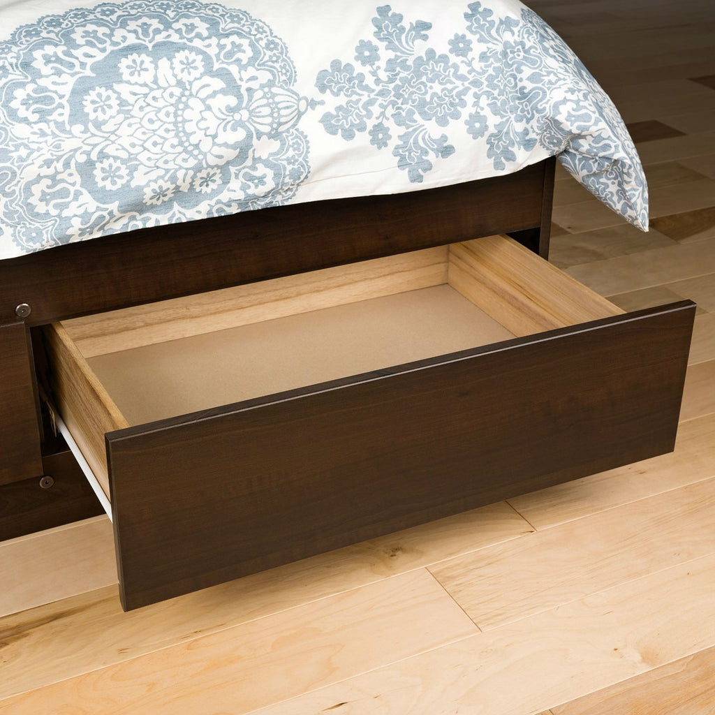 King size Modern Espresso Platform Bed Frame with 6 Storage Drawers