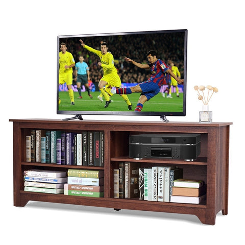 Medium Brown Wood TV Stand Entertainment Center for up to 60-inch TV