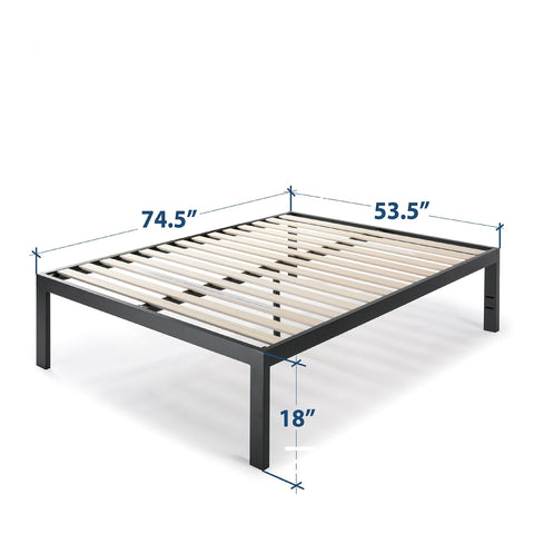 Full size 18 Inch Easy Assemble Metal Platform Bed Frame Wooden Slats