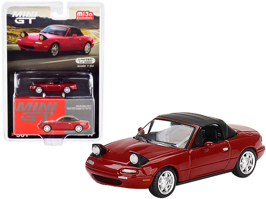 Mazda Miata MX-5 (NA) Classic Red with Headlights and Soft Top Up Limited Edition to 3000 pieces Worldwide 1/64 Diecast Model Car by True Scale Miniatures