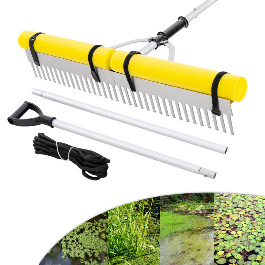 Floating Weed Lake Rake 36" Aquatic Pond Weed Cutter with Foam Floats