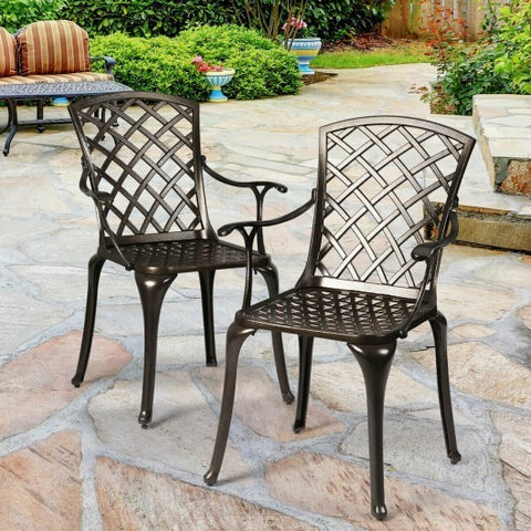 Outdoor Aluminum Dining Set of 2 Patio Bistro Chairs
