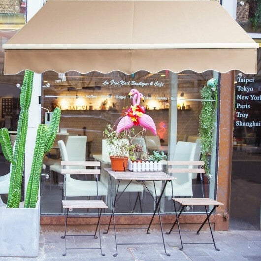 8 x 6.6 Feet Patio Retractable Awning with Manual Crank Handle-Beige