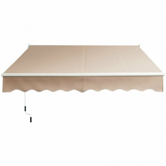 8 x 6.6 Feet Patio Retractable Awning with Manual Crank Handle-Beige
