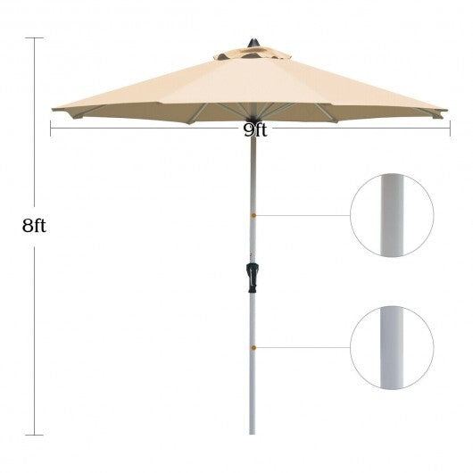 9' Patio Outdoor Market Umbrella with Aluminum Pole without Weight Base-Burgundy