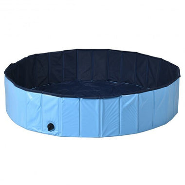 63 Inch Foldable Leakproof Dog Pet Pool Bathing Tub Kiddie Pool for Dogs Cats and Kids-Blue