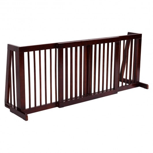 Folding Adjustable Free Standing 3 Panel Wood Fence