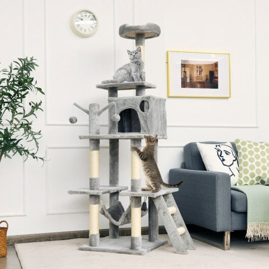 66" Cat Tree Condo Kitten Multi-Level Activity Center-Gray