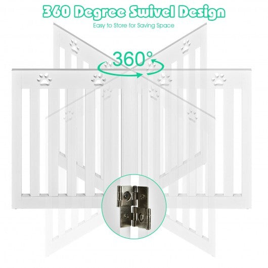 24" Folding Wooden Freestanding Pet Gate Dog Gate with 360? Hinge -Espresso