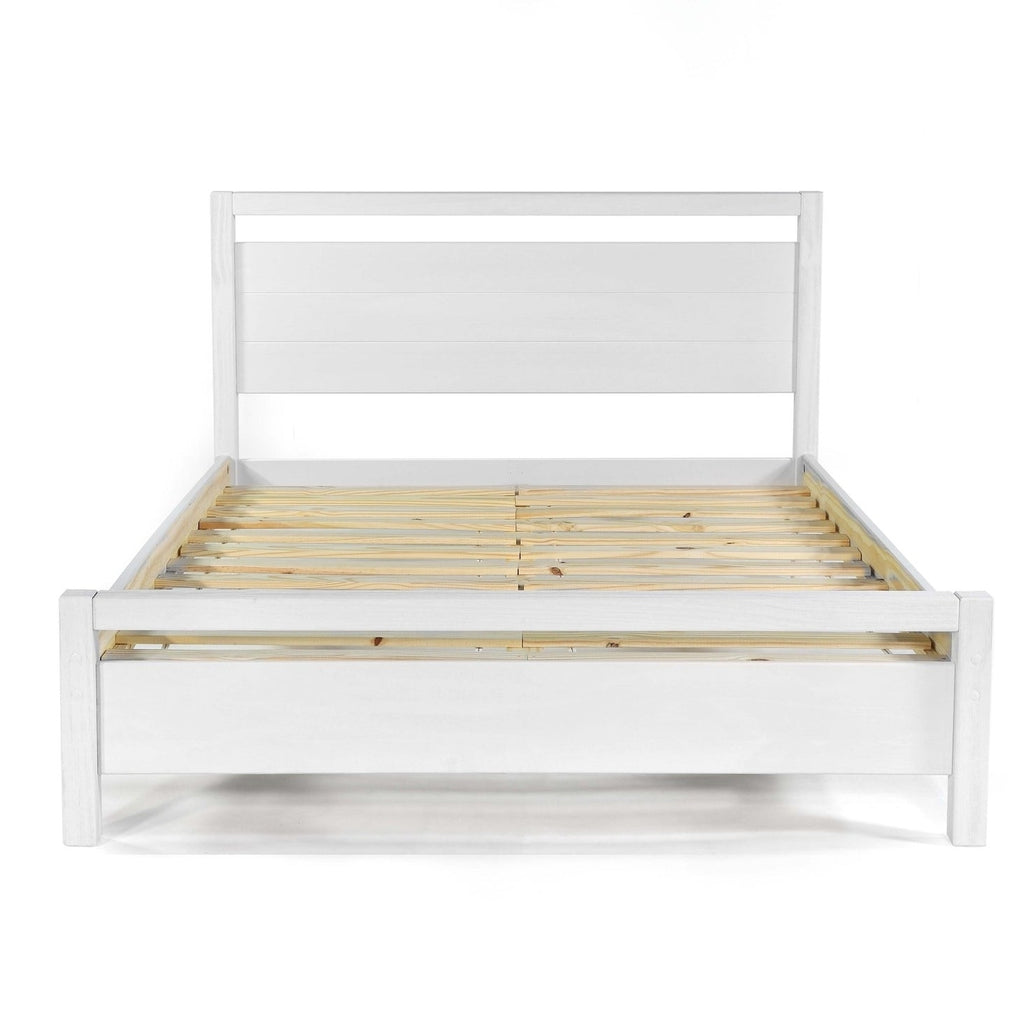 Queen Size FarmHouse Traditional Rustic White Platform Bed