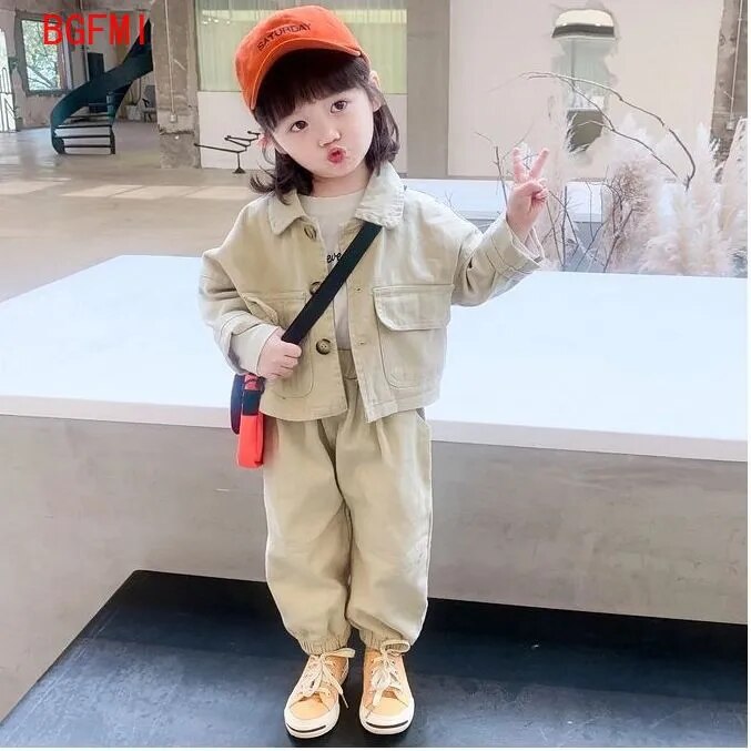 Girls' Casual Set 2023 New Baby Girl Spring Autumn Long Sleeved Denim Kid Toddler Clothing Children's Sports Boy Clothes Outfits