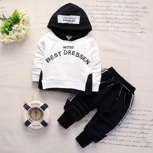 New Spring Autumn Cotton Boys Clothes Outfit Kids Baby Sports Hooded Tops Pants 2pcs Sets Fashion Children Casual Tracksuits