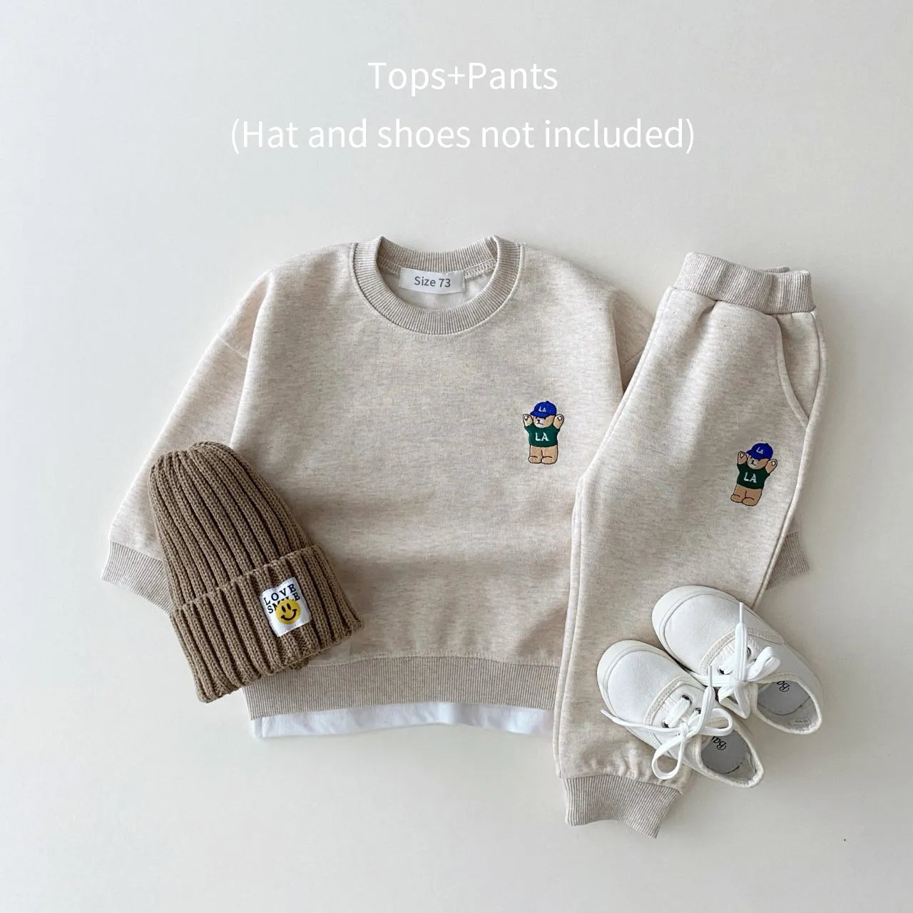 Korea Toddler Baby Boys Gilrs Clothes Sets Basic Cotton Embroidered Bear Sweatshirt+Jogger Pants Set  Kids Sports Suits Outfits