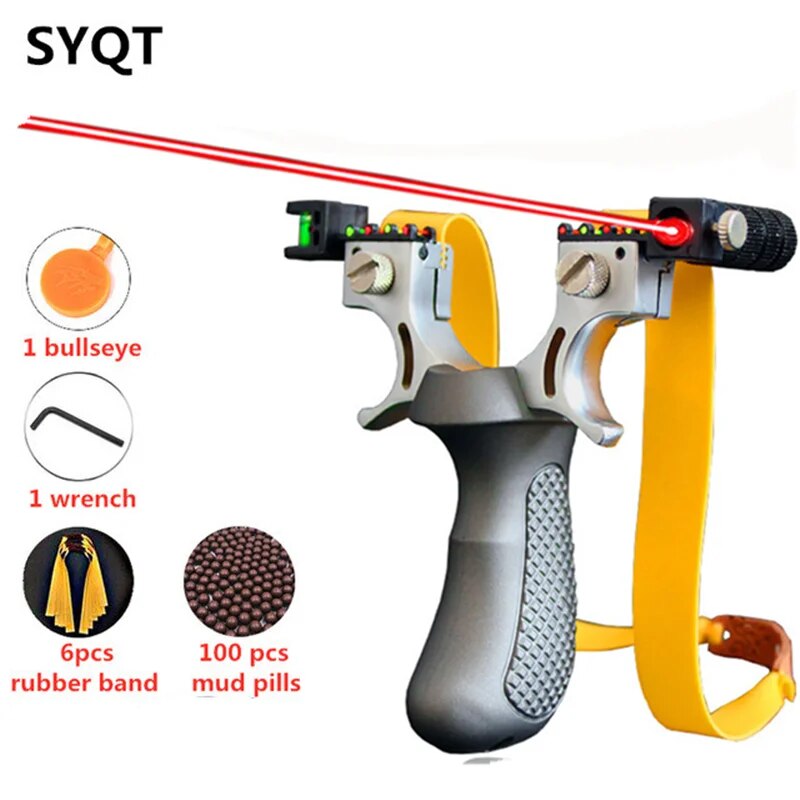 Powerful Outdoor Hunting Game Catapult The New Laser Aiming Slingshot Resin Material Flat Rubber Bands To Choose From 4 Colors