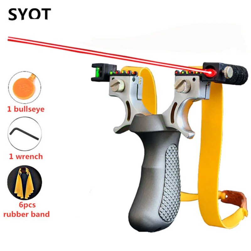 Powerful Outdoor Hunting Game Catapult The New Laser Aiming Slingshot Resin Material Flat Rubber Bands To Choose From 4 Colors