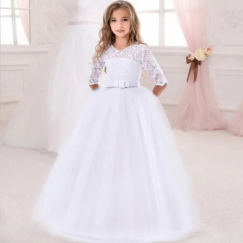 Girls Birthday Dresses for Kids Children Princesss Party Dress Flower Elegant Wedding Gown Vestidos for 6-14 Yrs Christmas Dress