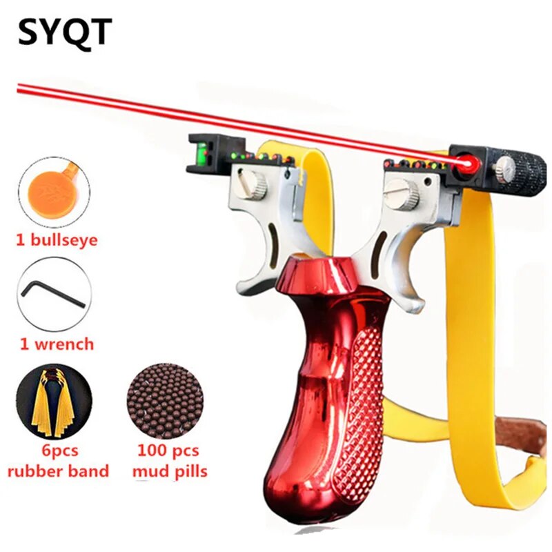 Powerful Outdoor Hunting Game Catapult The New Laser Aiming Slingshot Resin Material Flat Rubber Bands To Choose From 4 Colors