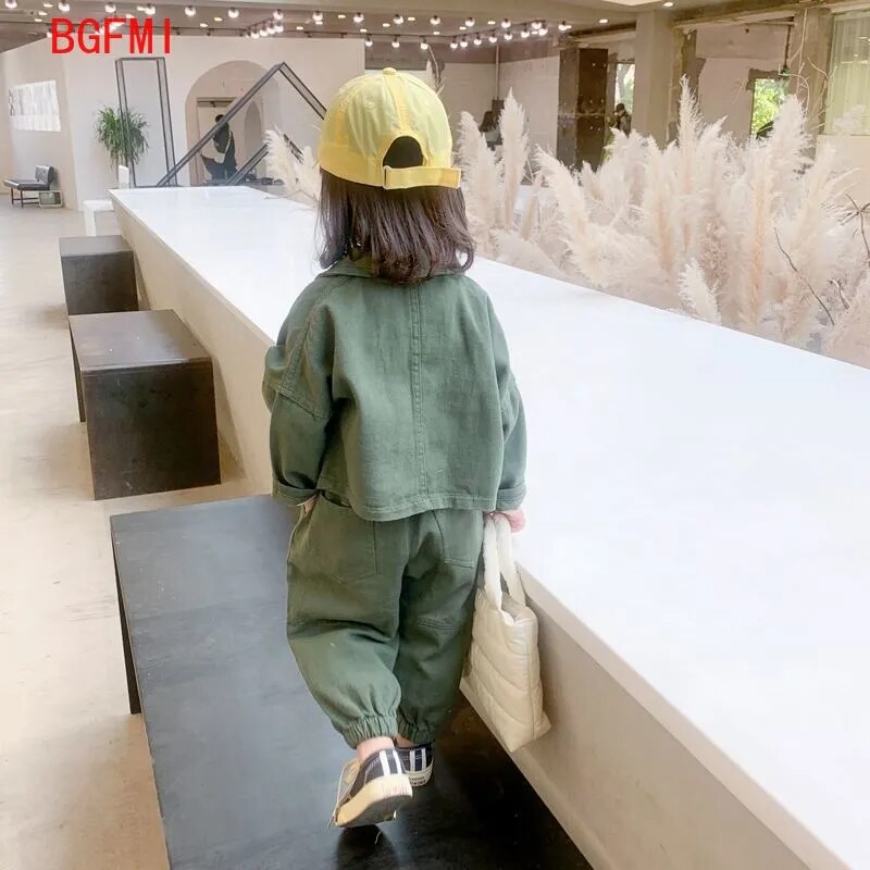 Girls' Casual Set 2023 New Baby Girl Spring Autumn Long Sleeved Denim Kid Toddler Clothing Children's Sports Boy Clothes Outfits