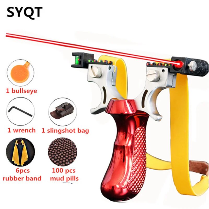 Powerful Outdoor Hunting Game Catapult The New Laser Aiming Slingshot Resin Material Flat Rubber Bands To Choose From 4 Colors