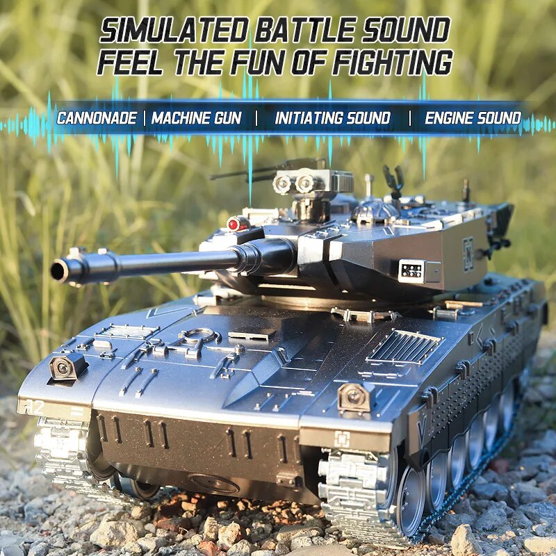 RC Tank Large 44Cm Remote Control Tank with Alloy Track Bullet Shotting Battle Tanks Electric Military Army Toys for Boys Gift