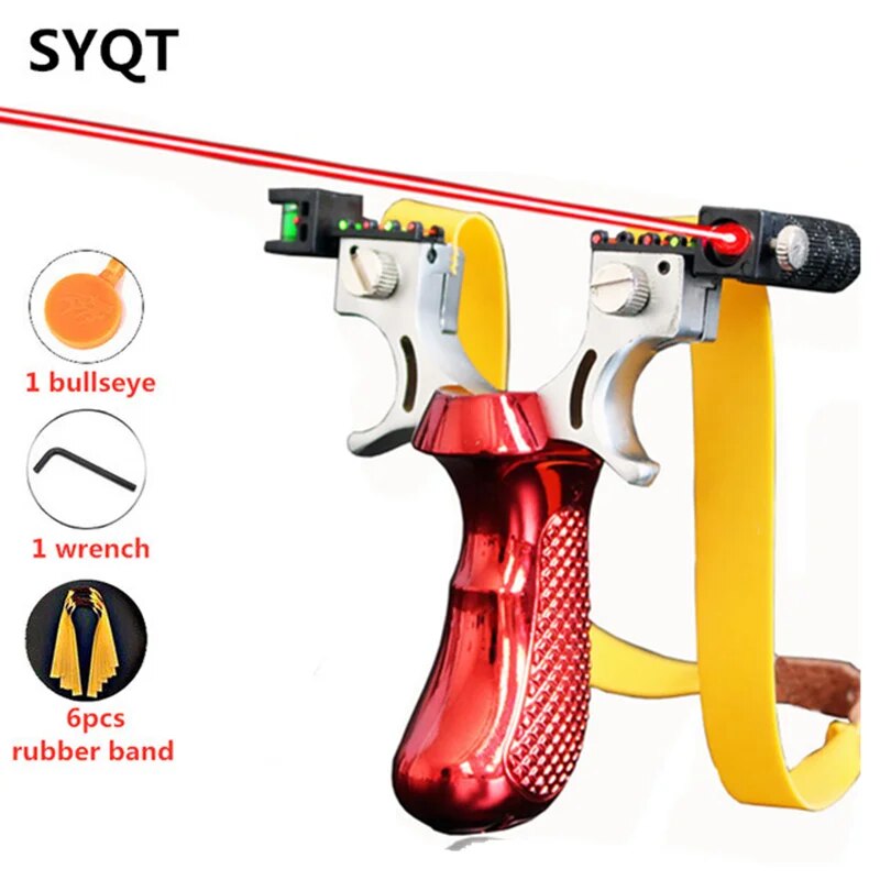 Powerful Outdoor Hunting Game Catapult The New Laser Aiming Slingshot Resin Material Flat Rubber Bands To Choose From 4 Colors