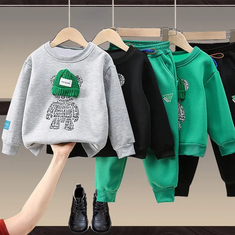 Boys Girls Clothing Set Children Hooded Outerwear Tops Pants 2Pcs Kids Teenage Costume Suit Spring Autumn  Trend