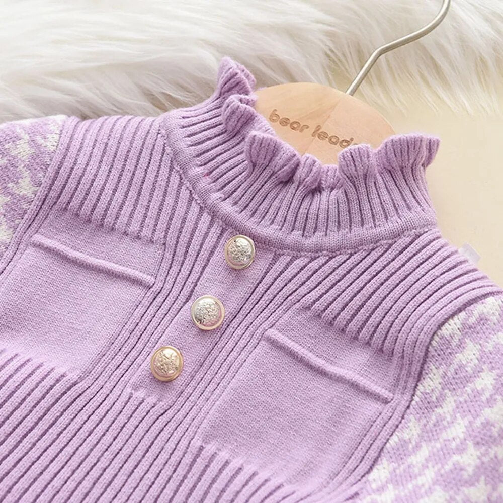 Bear Leader Autumn Winter Girls Dress Girls 4-8Y Kids Princess Party Sweater Knitted Dresses Christmas Costume Baby Girl Clothes