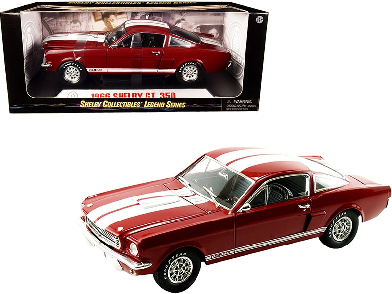1966 Ford Mustang Shelby GT 350 Red with White Stripes 1/18 Diecast Model Car by Shelby Collectibles