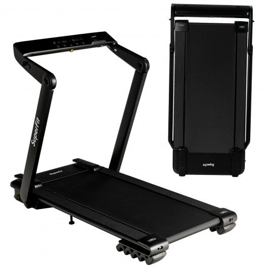 4.0HP Foldable Electric Treadmill Jogging Machine with Speaker LED-Black