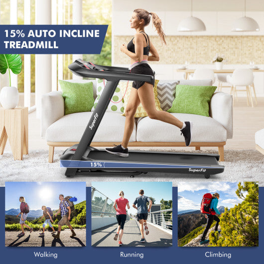 4.75HP Folding Treadmill with Preset Programs Touch Screen Control-Black
