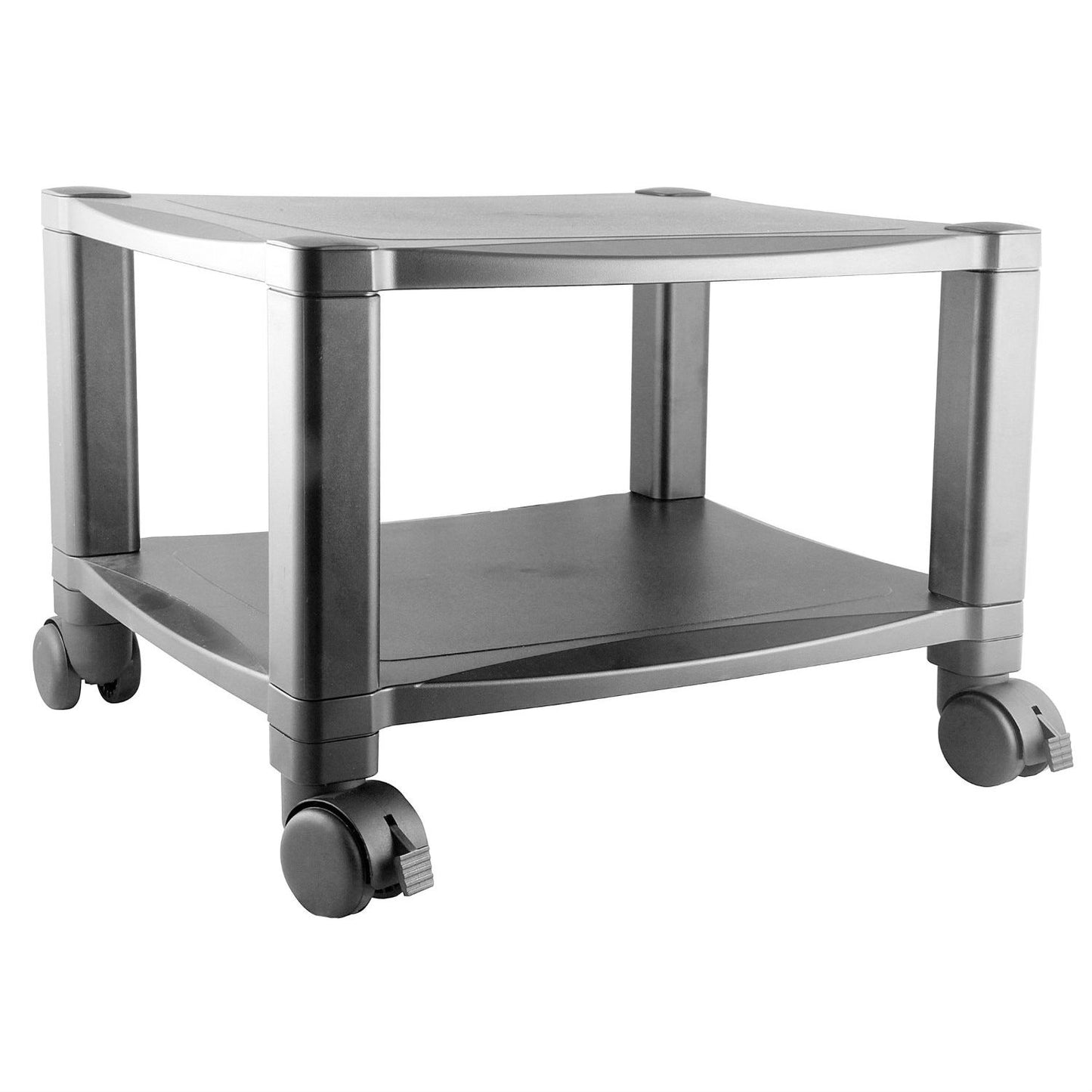 Sturdy 2-Shelf Mobile Printer Stand Cart in Black with Locking Casters