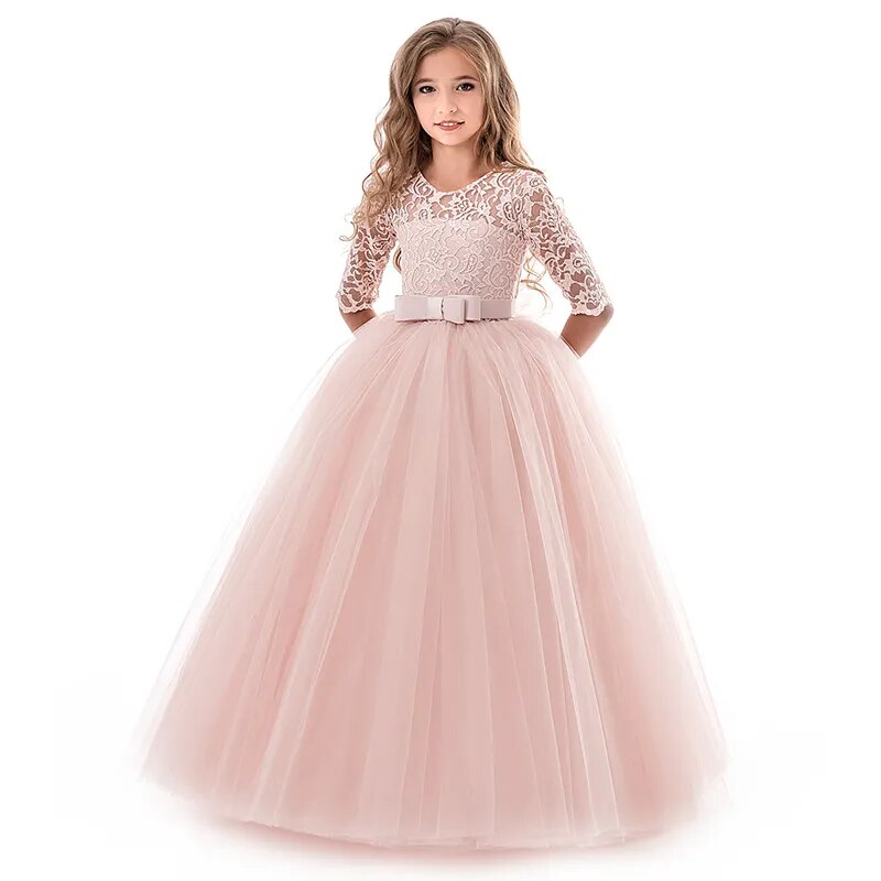 Girls Birthday Dresses for Kids Children Princesss Party Dress Flower Elegant Wedding Gown Vestidos for 6-14 Yrs Christmas Dress