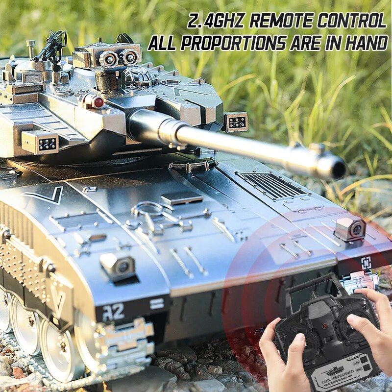 RC Tank Large 44Cm Remote Control Tank with Alloy Track Bullet Shotting Battle Tanks Electric Military Army Toys for Boys Gift